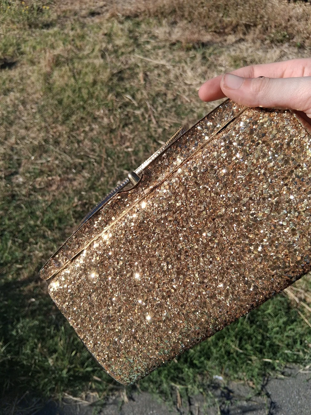 Vintage Gold Glitter Wristlet Clutch